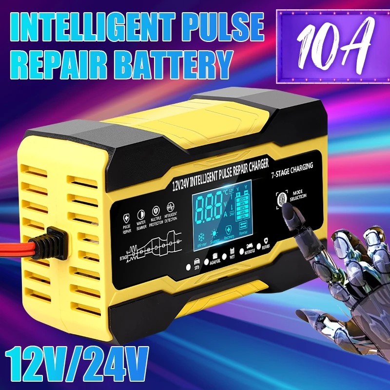 12V 10A Touch Screen Pulse Repair LCD Voltage Intelligent Car Battery Charger