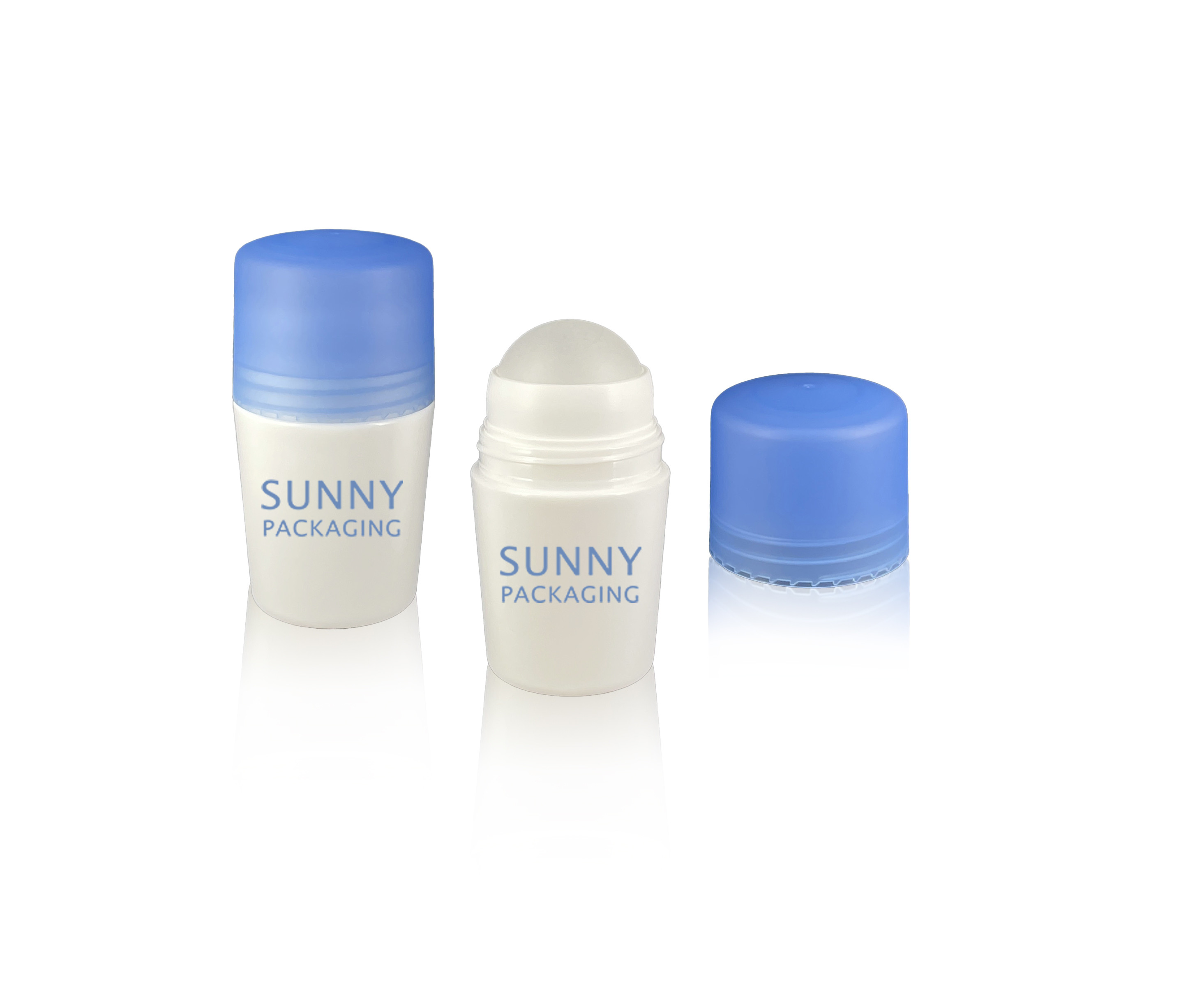 50ml Blue Cap Capacity Volume Empty Deodorant Roller Bottles PP Plastic