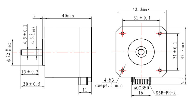 【42SHD0219】42*42*40mm Stepper Motor 1.8° Degree NEMA 17 Hybrid for CNC with CE ROCH