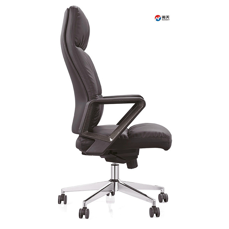 Black Leather Rolling Leather Office Swivel Chairs 62cm 50cm High End PU Padding