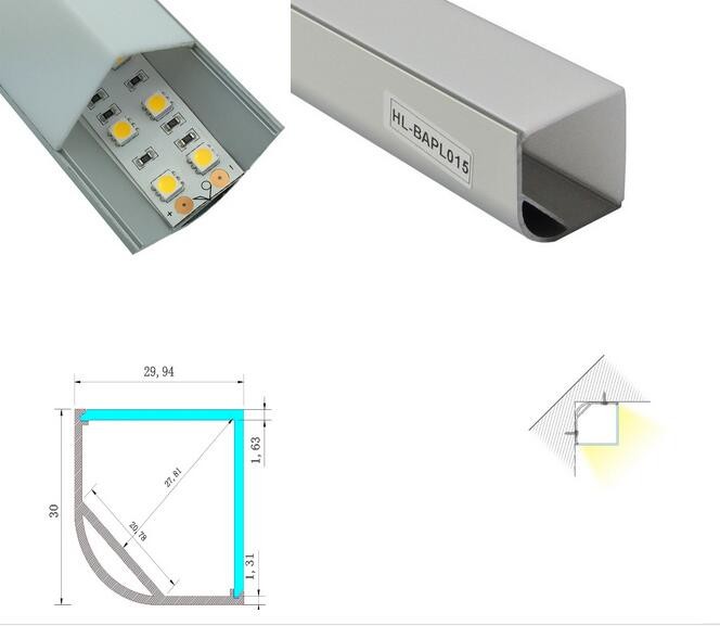 U type Corner Led aluminum extrusion profiles led profiles made from shenzhen with 1/2/3 meter length