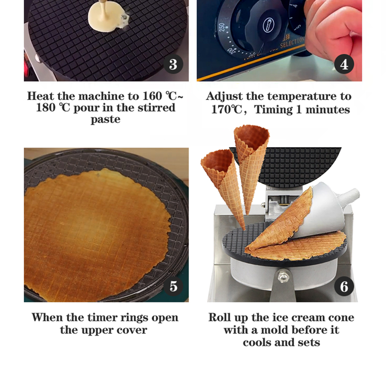 Stainless Steel Ice Cream Cone Maker Waffle Cone Machine for Commercial Home 110v/220v