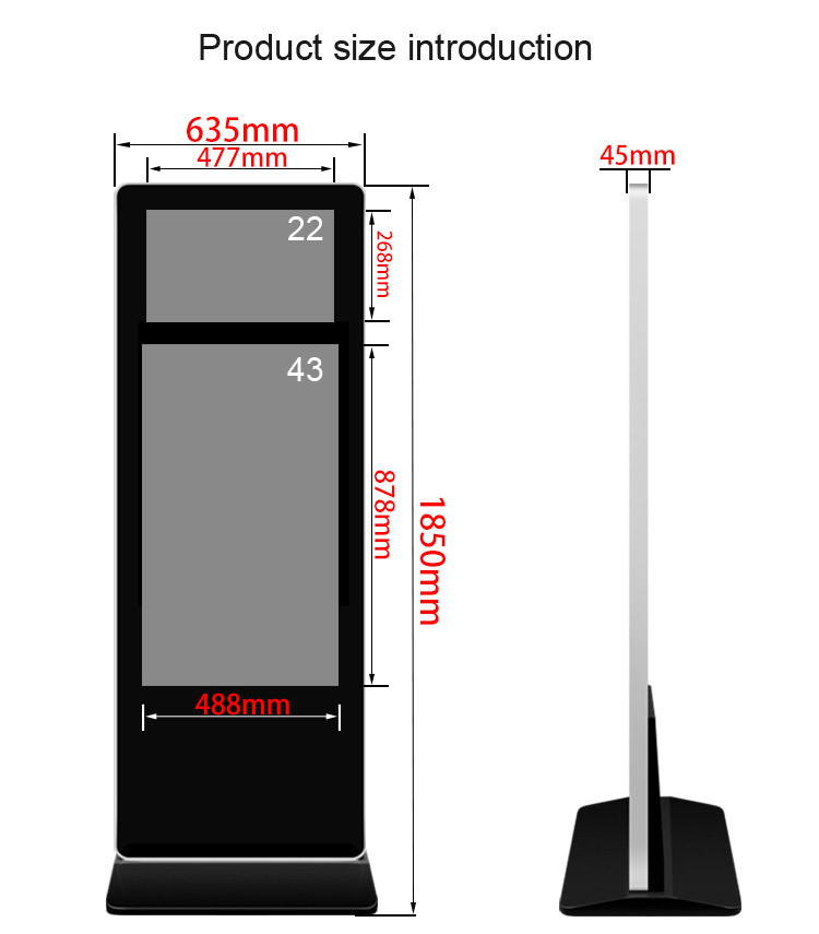 Indoor Dual Screen Standing LCD Advertising Display