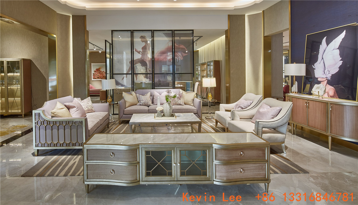 Elegance American style furniture in Light luxury design for Villa house living room leather sofa factory directly sale