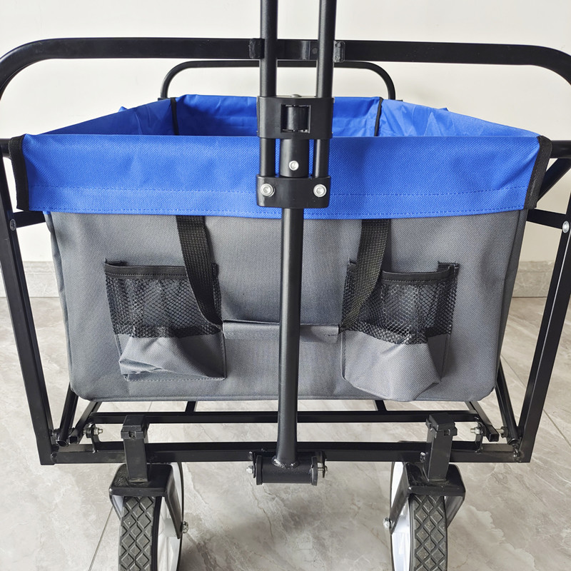 Outdoor Camping Cart 8 Inch Wheels Folding Wagon Stroller Collapsible Service Cart