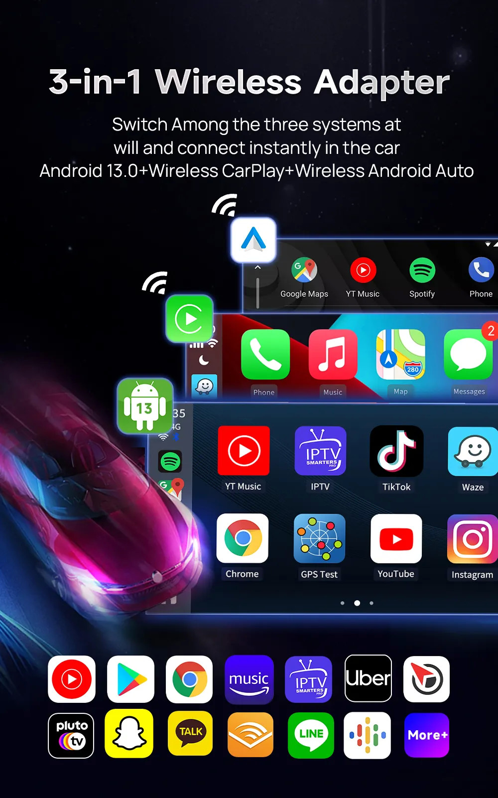 Cpc200 Tbox Ambient Usb Ai SDM660 Wireless Adapter Carplay Tv Box 4G 64Gb Up To 512Gb Android 13 Dongle Youtube Netflix