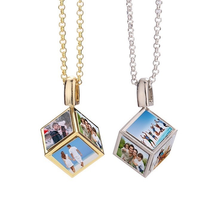 Custom Blank Sublimation Dice Cube Memory Pendant Necklace Sublimation Photo Necklace