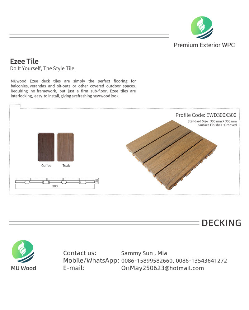 Outdoor Square Wood Deck Tiles Weather Resistant Interlocking Design