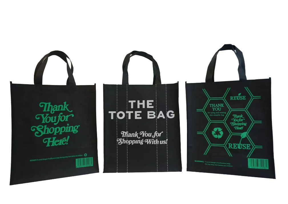 Reusable Grocery Bags Large Non Woven Shopping Bags Foldable Portable Tote Custom Eco-Friendly Tote Bag With Logo Printing Fashionable Handled Non