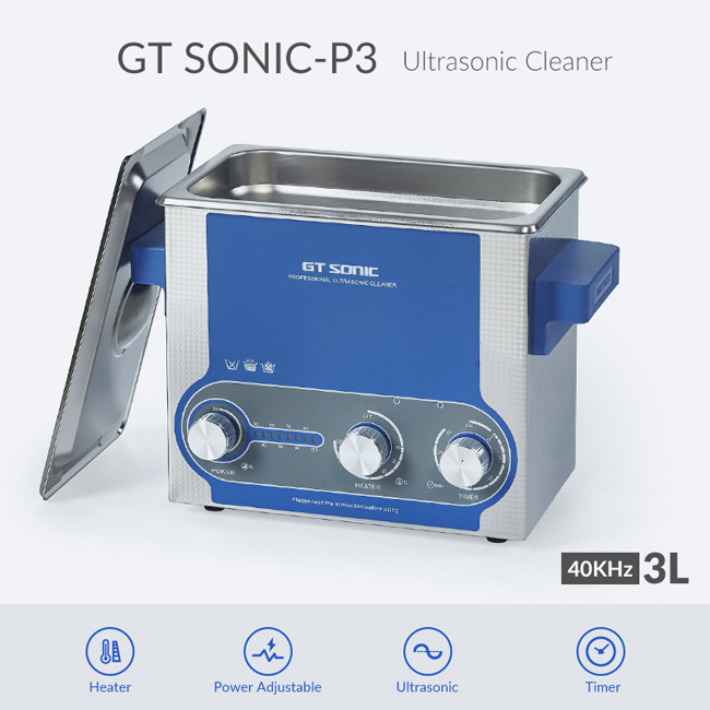 3 Liters Manual Ultrasonic Cleaner Adjustable Power 0 - 30 Min Timer
