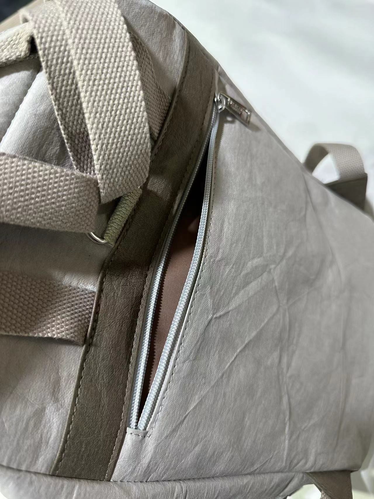 Biodegradable Golden Silver Reusable Washable Kraft Paper Backpack