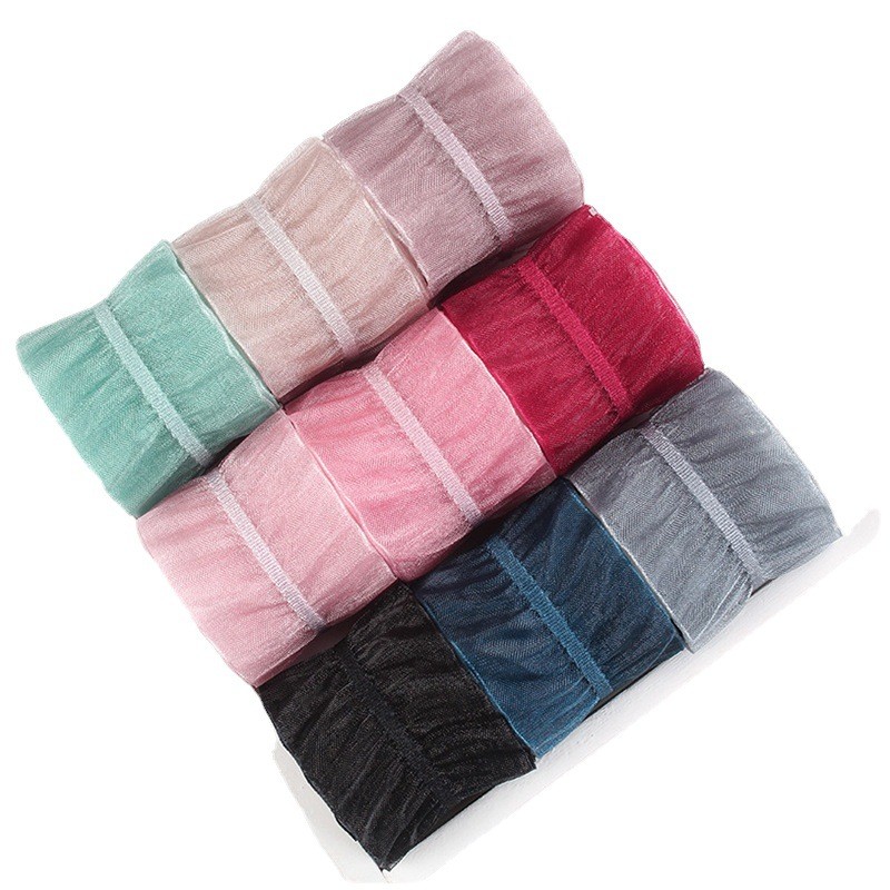 25mm|38mm Wrinkle Edge Polyester Organza Ribbon for DIY Hair Ribbon Bow