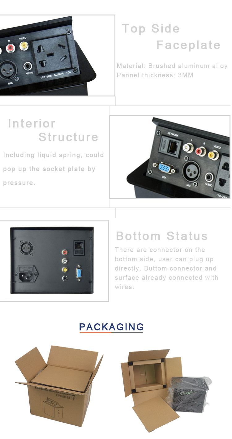 conference power data solution hydraulic pop up table electrical socket box
