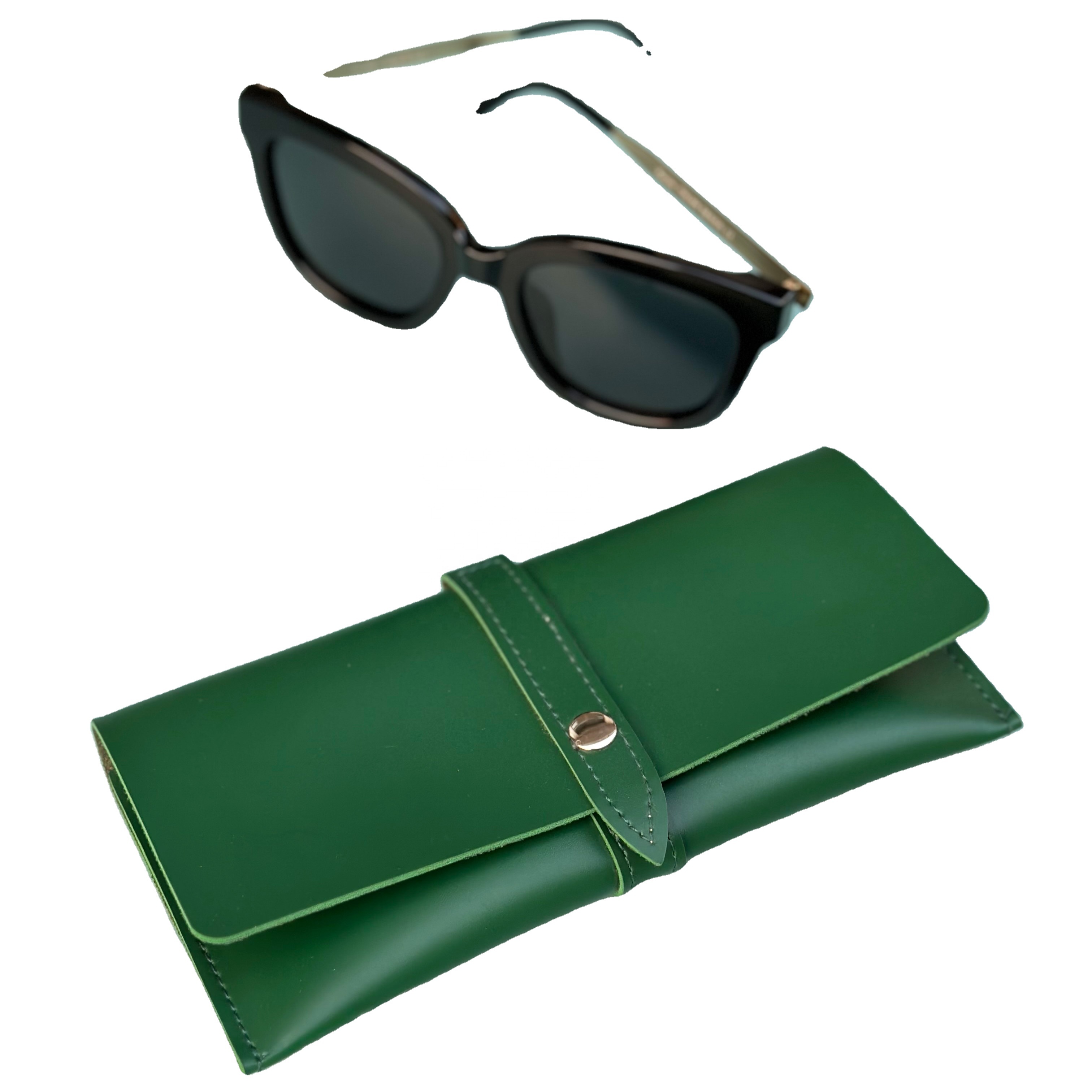 High Durability Leather Folding Sunglasses Case Customized Packings