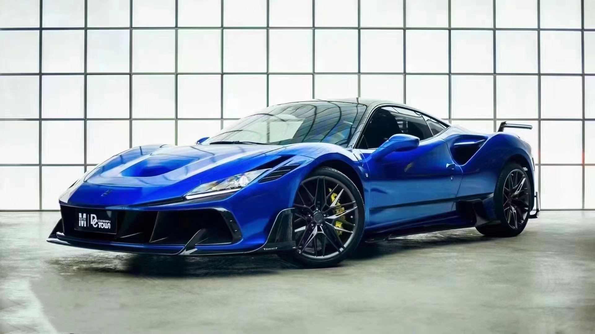 Blue F8 Ferrari Body Kit F8 MSY Style Front Bumper Lip Body Kit Spoiler Side Skirts