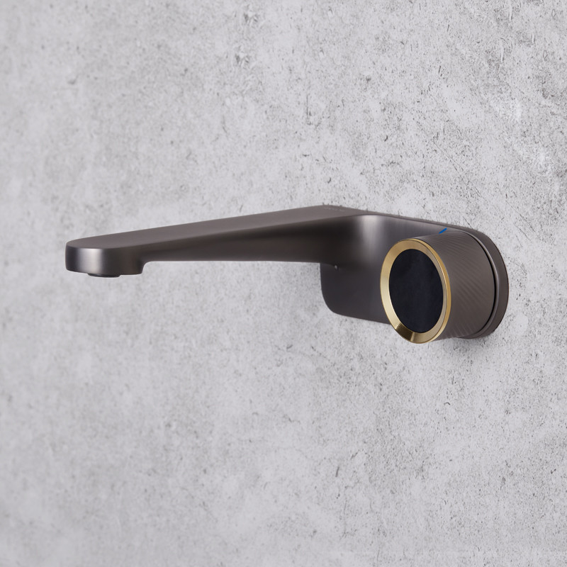 189mm Depth Wall Mounted Bathroom Faucet Waterfall Brass Washroom Basin Tap