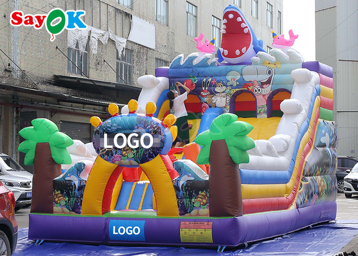 Inflatable Shark Slide Commercial Inflatable Bouncer Slide Cartoon Inflatable Bounce House Kids Jumping Slide
