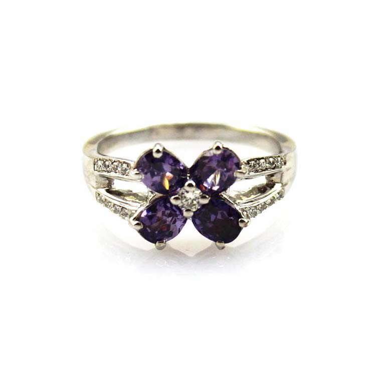Design Women Jewelry 925 Silver Red Quatrefoil Cubic Zircon Ring(FR029)