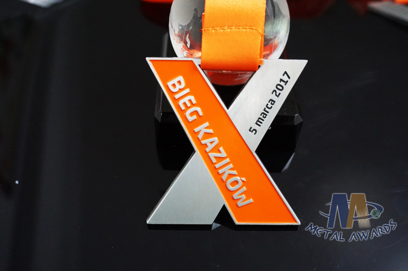 X Shape Both Side Metal Award Running Medals With Lanyard Or Sulimated Ribbon