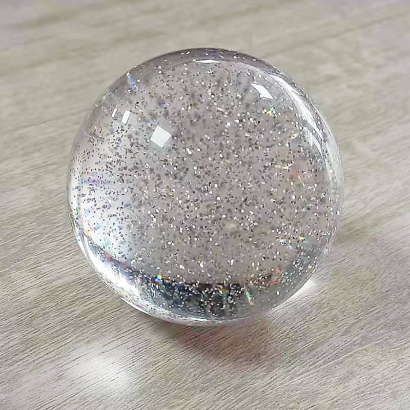 Customized Clear Glitter Ball Shiny Arylic Ball Glitter Powder Resin ball
