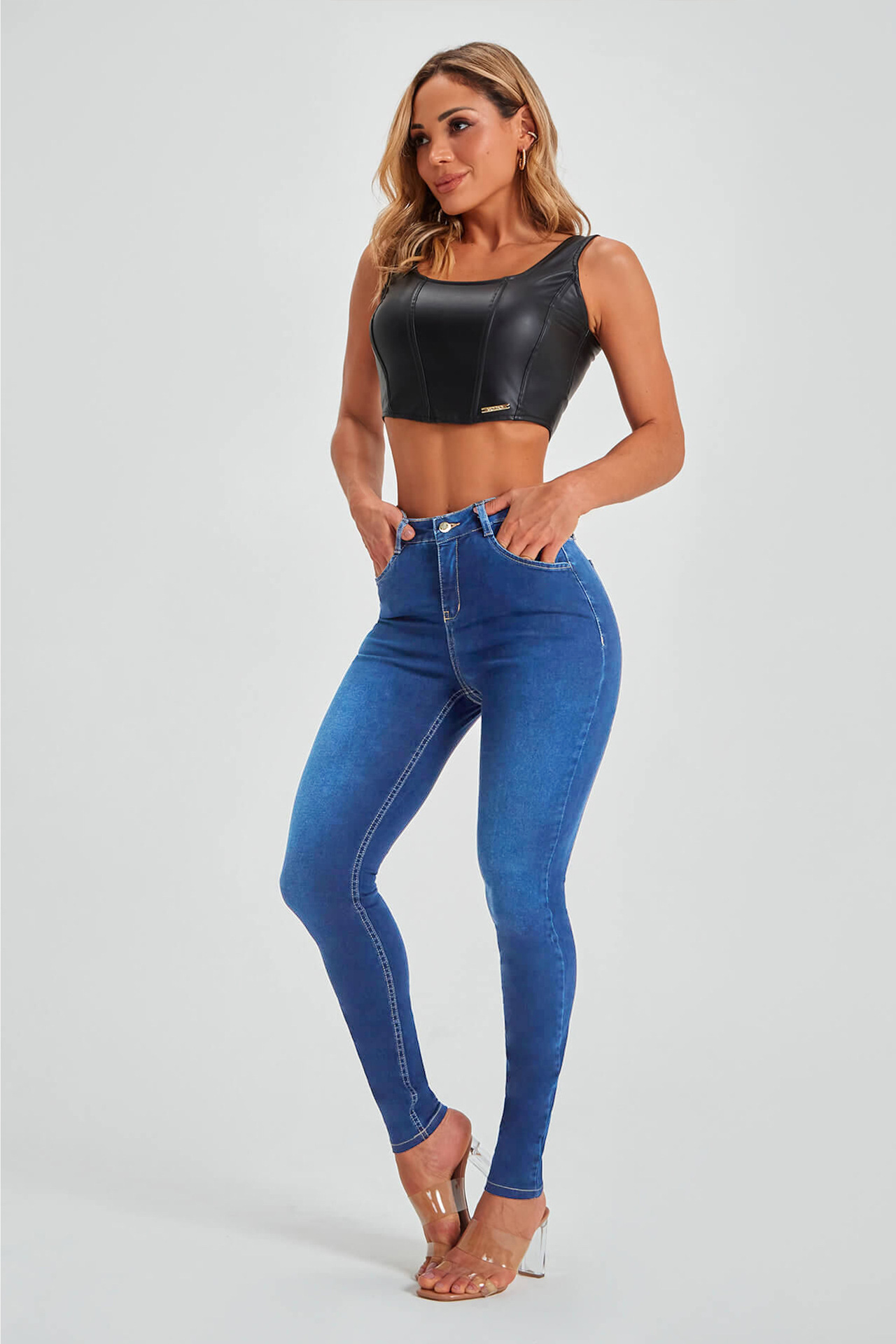 Women Elastic Jeans Pants Spring Slim Fashion High Waist Small Feet Jeans