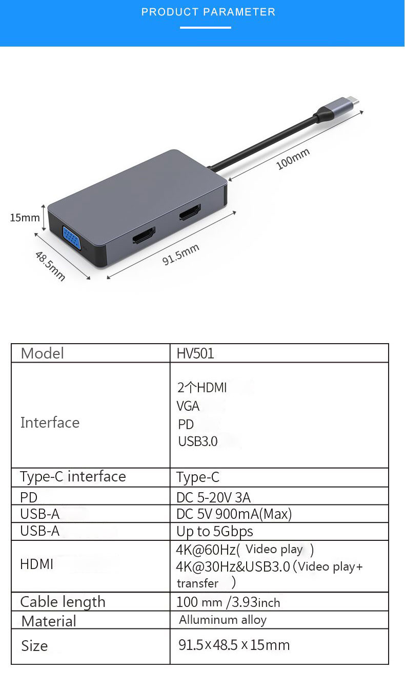 5Gbps USB C 5 In 1 Adapter