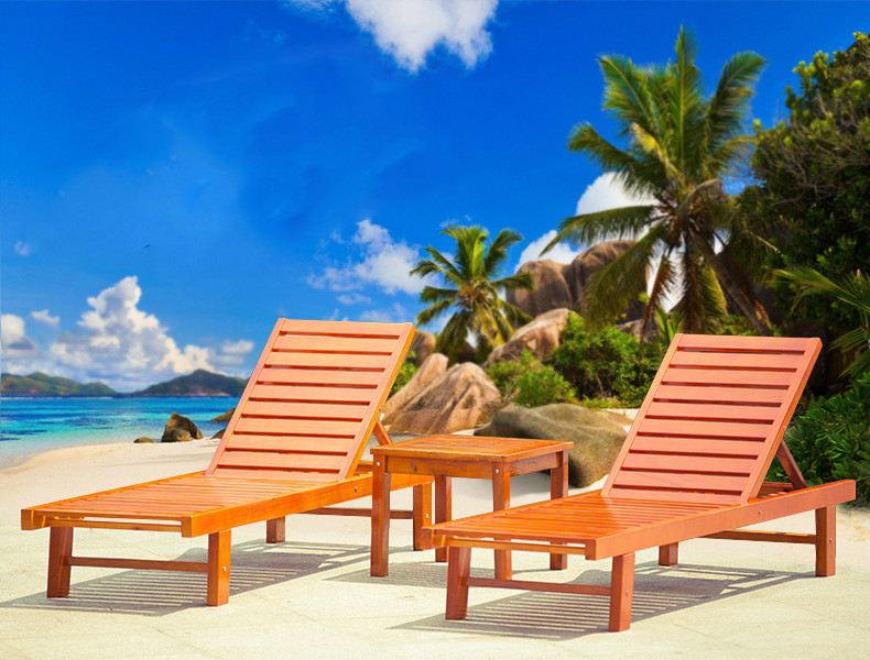Beach Chair Solid Wooden Outdoor Furniture Folding Recliner Sofa For Hotel Swimming Pool
