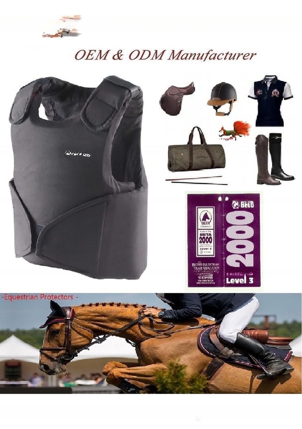 Outdoor Equestrian Activities Essential Certified Block Foam Padded Black Unisex Vest