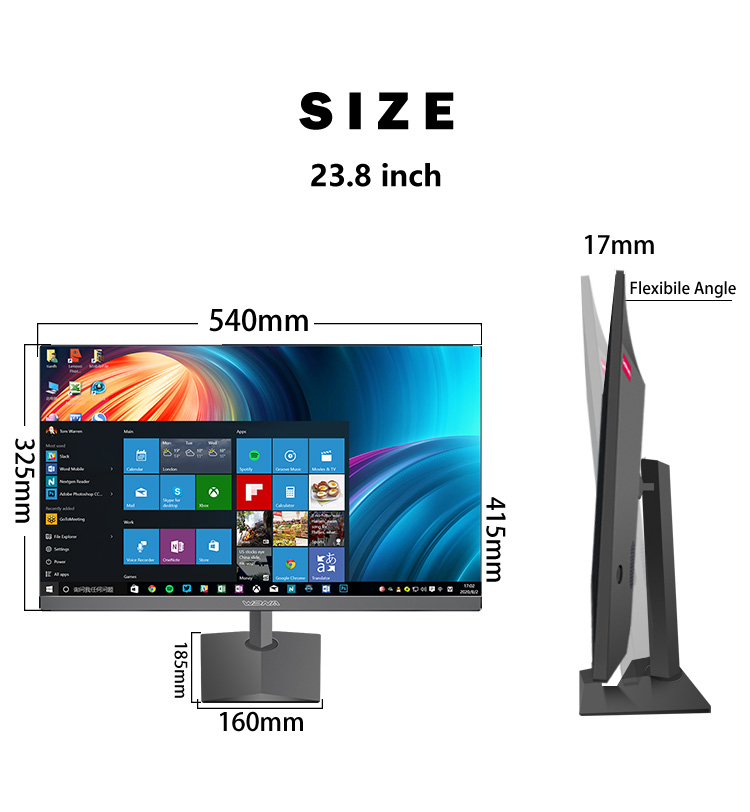 175° Vertical Viewing Angle All-in-One PC Computer Set Remote Desktop Mini Gaming PC