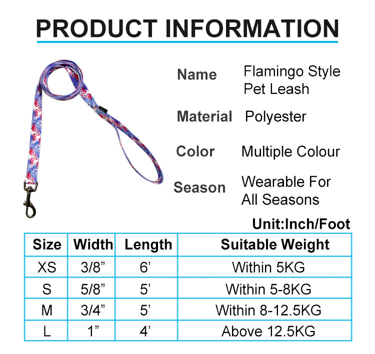 Custom Logo Hunter Dog Leashes Cute Soft Flamingo Style Polyester