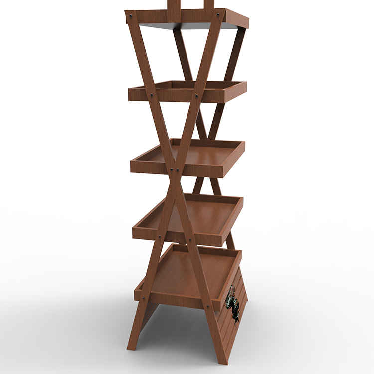 X Shape Wooden Display Stand Wood Whisky Bottle Display Stand For Supermarket