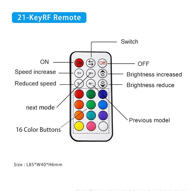 21 Keys Mini RF Remote Controller , Magic Color Controller For LED 2811 2812 Pixel Strip