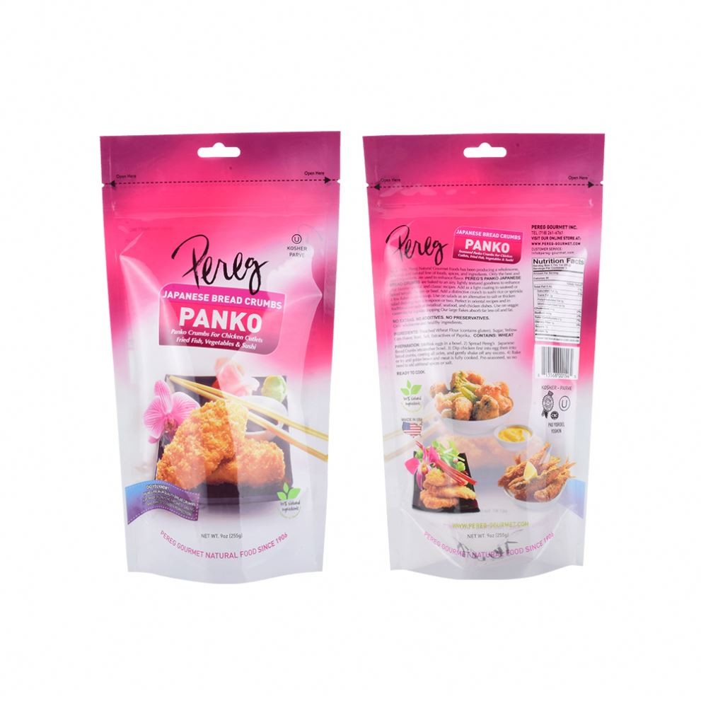 Recycle Snack Packaging Bags 150mm Full Tap Zipper Stand Up Food Pouch With Euro Hole