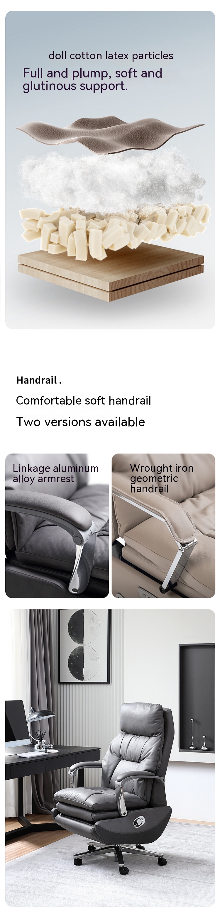 Stainless Steel Tall Office Chair with Self-Attaching Armrests and Reclining Function