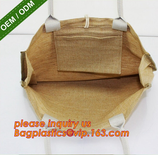 Heavy hold support Jute bag OEM Customized printing waterproof and reusable jute shopping bag with inner JUTE BAGS CARRI