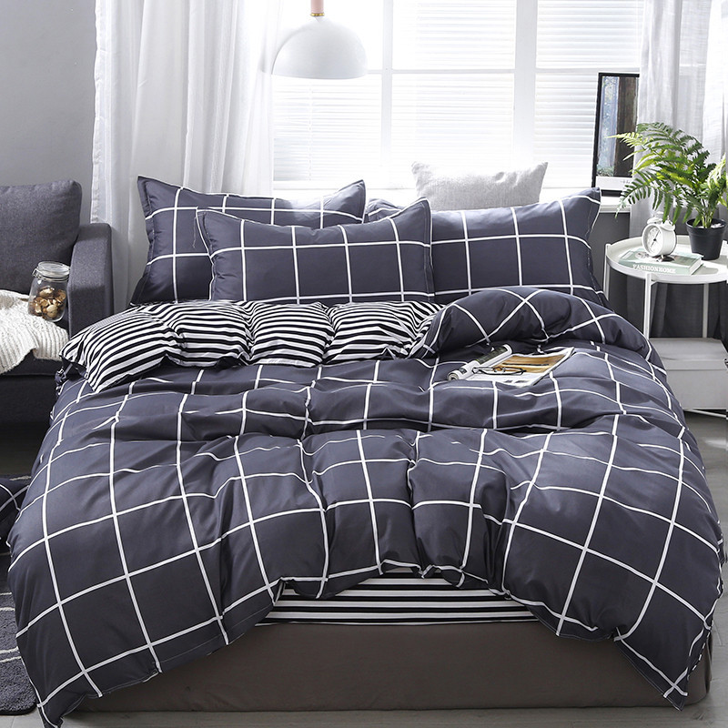 Polyester Fabric 4 Piece Bedding Set for 1.2m Bed White Five Star Hotel Bed Linen
