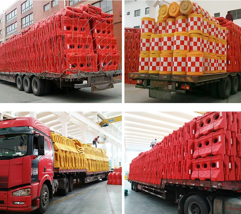 2M PE T Shape Red Yellow Water Filled Plastic Road Traffic Barrier For Road Safety