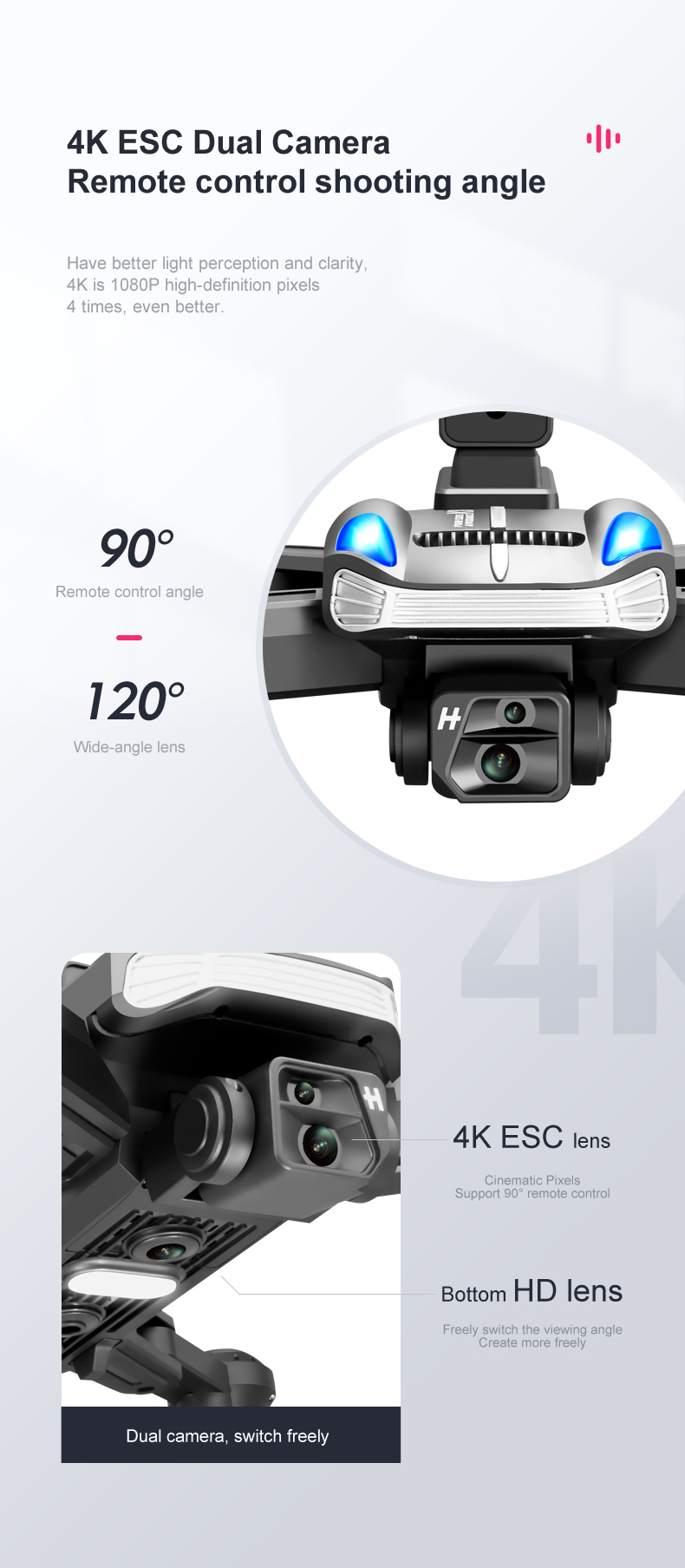 K8 Pro Drone With 4k Dual Camera Wifi Fpv Optical Flow Positioning Four-way Obstacle Avoidance Dron Rc Quadcopter