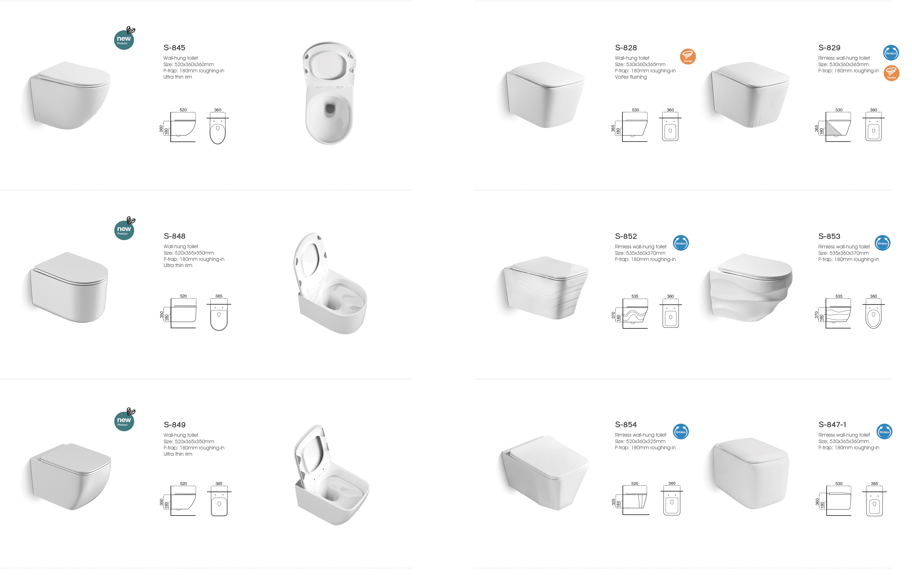 Ceramic Sanitary Ware Wall Hung Toilet Elongated For Modern Bathroom