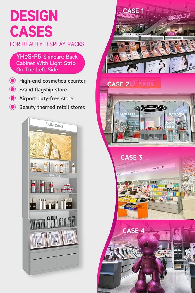 YHeS-P5 Multi-Level Lighting System Skincare Display Cabinet with LED Spotlights
