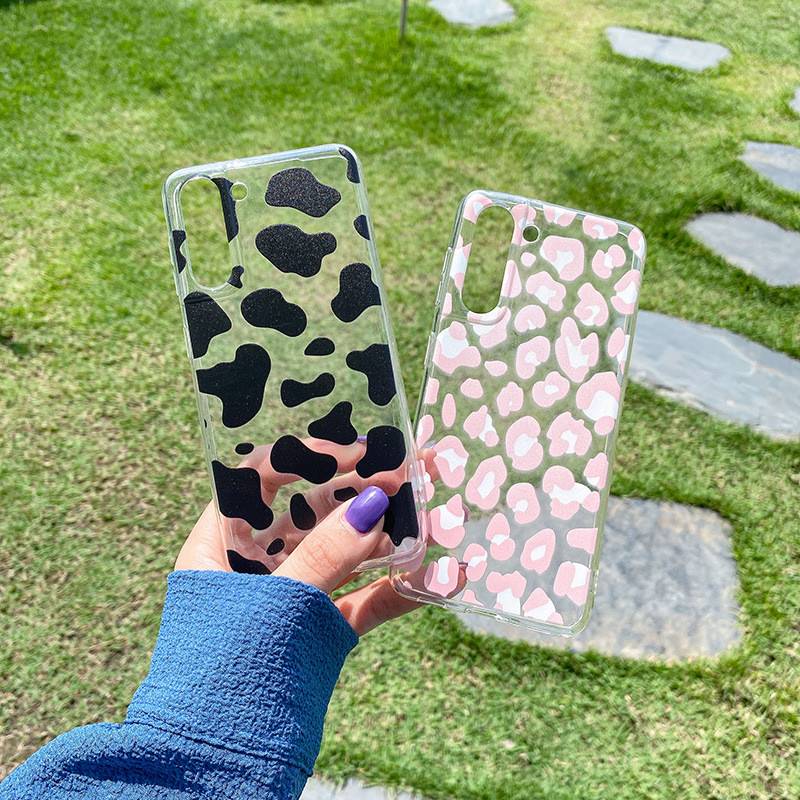 Soft Designer Cell Phone Cases Leopard Cow Print For Samsung S20 S21 A71 A51