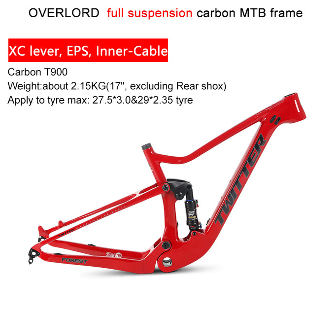 Full Suspension Twitter Carbon MTB Frame Inner Cables UV laser colorful decals