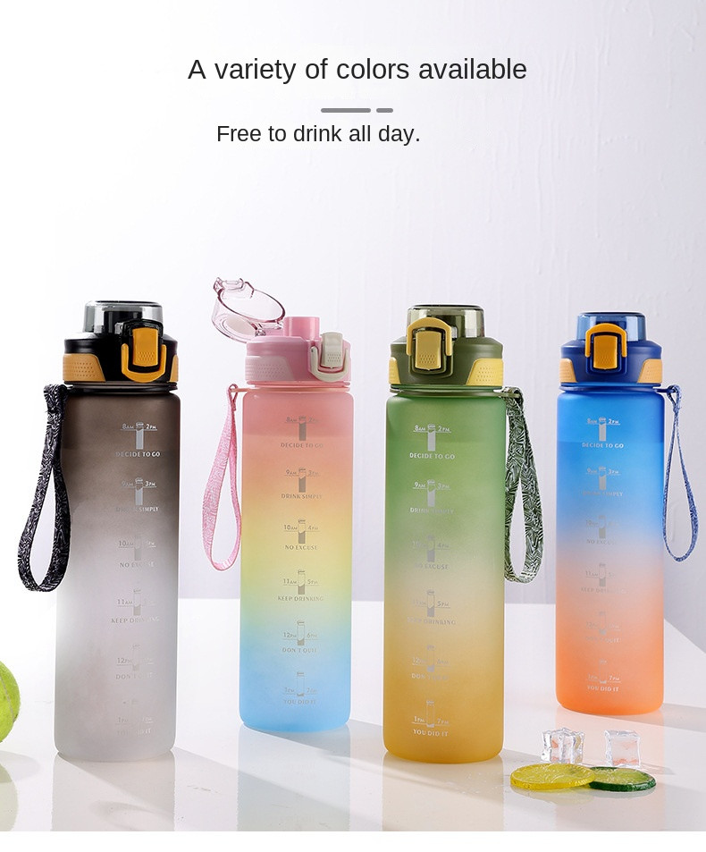 Customized Portable Summer Large Capacity Personalized Sports Water Bottles Plastic Water Bottle 1000ml 32oz Outdoor Sports Activities Travel Cycling