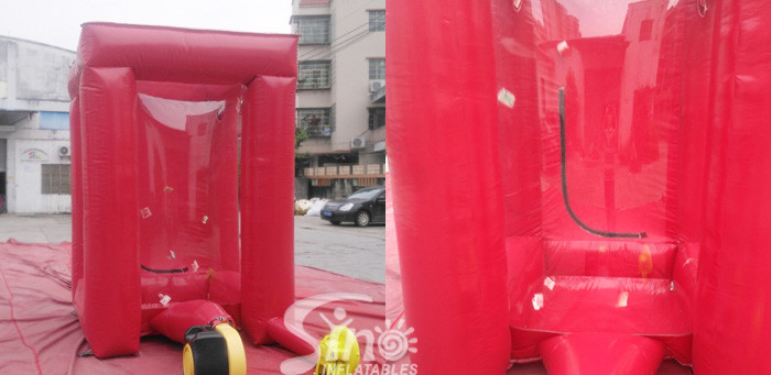 2x2m cube cash vault inflatable money booth for crazy cash grab advertisement activities