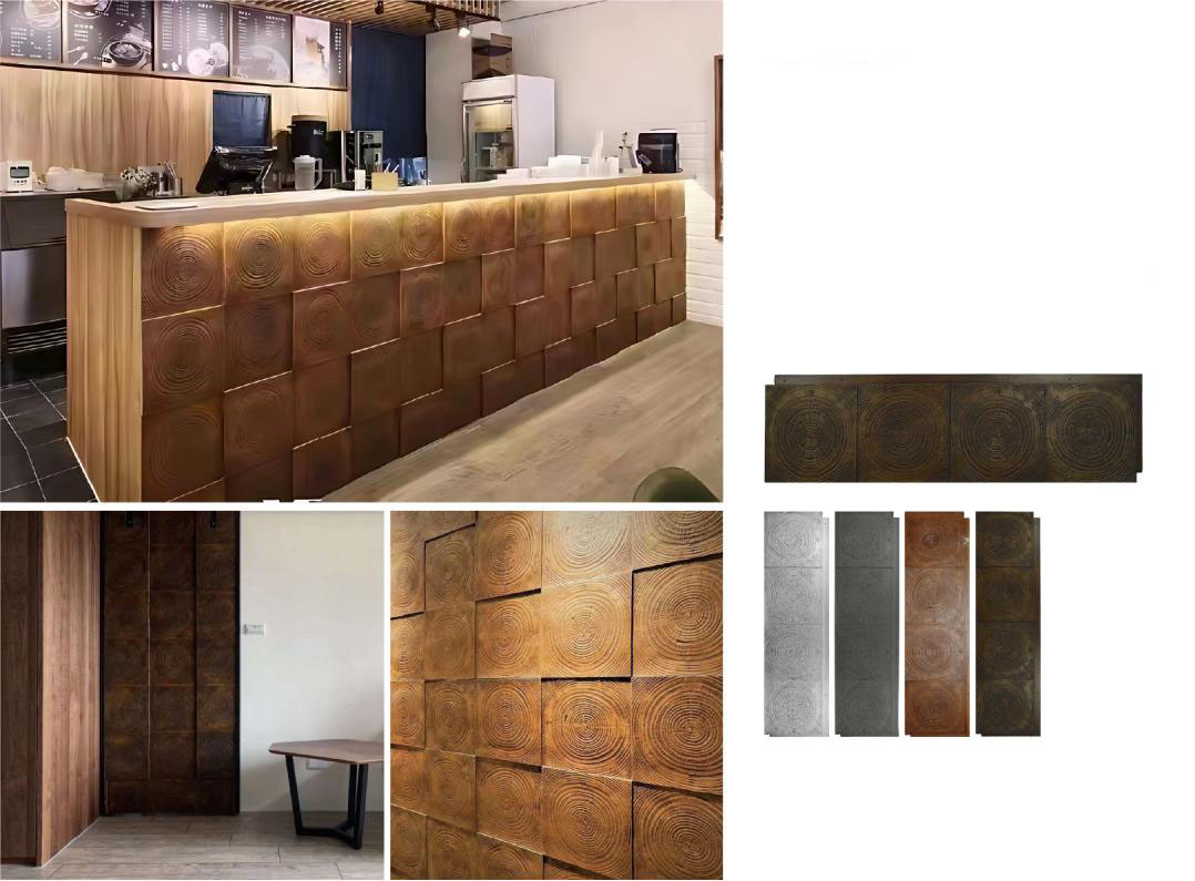 Tree Ring Wood Brown Cultured Stone Brick 1160x300x30mm Waterproof Good Sealing