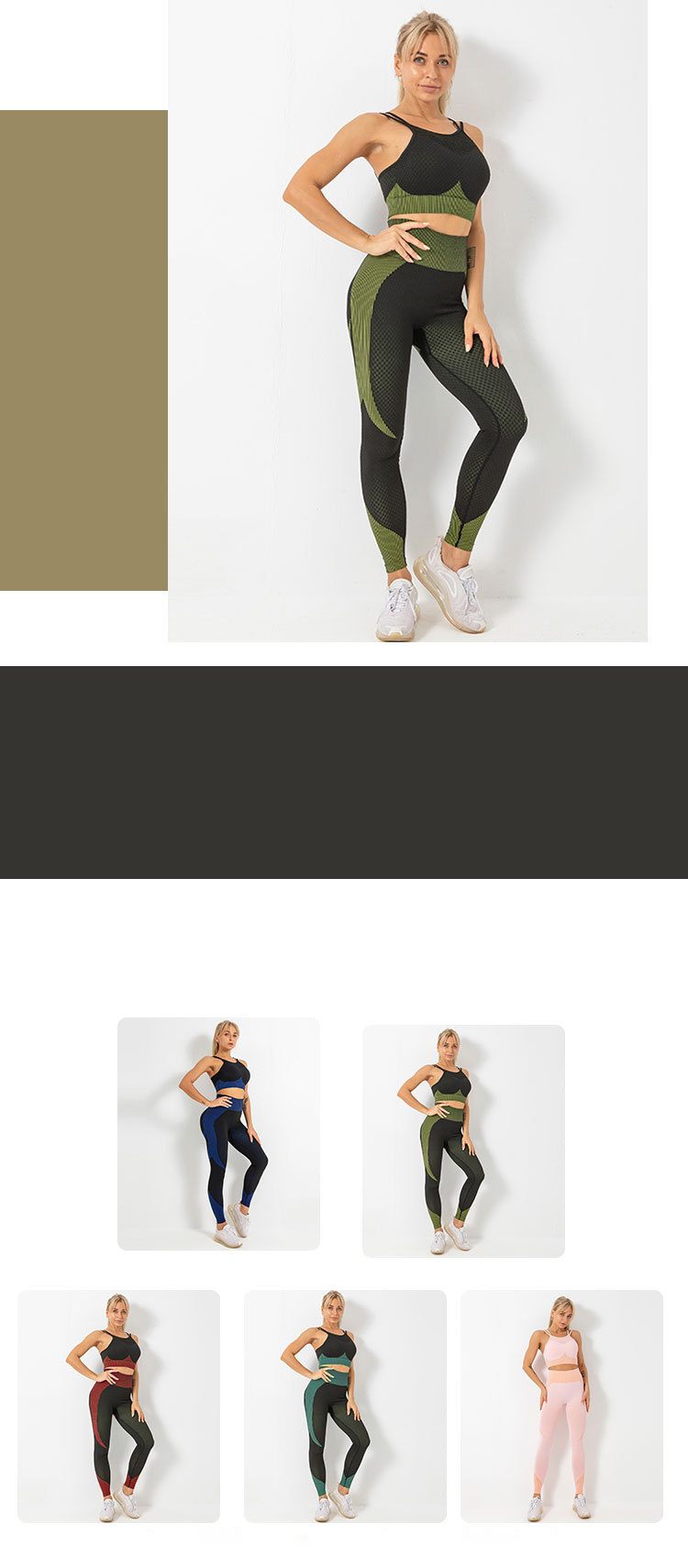 Dark Green Sexy Buttocks Anti Cellulite Leggings And Bra Set ZH Gym Wear Sets Women