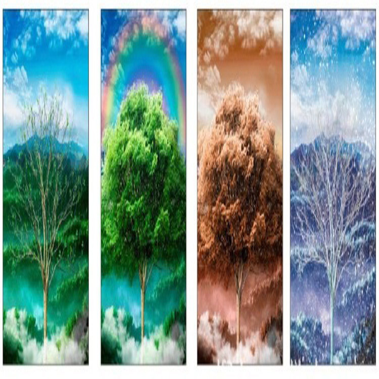 Four Seasons Framed 3D Lenticular Picture Custom 3D Painting Posters 25*35cm PET 3D Flip Picture