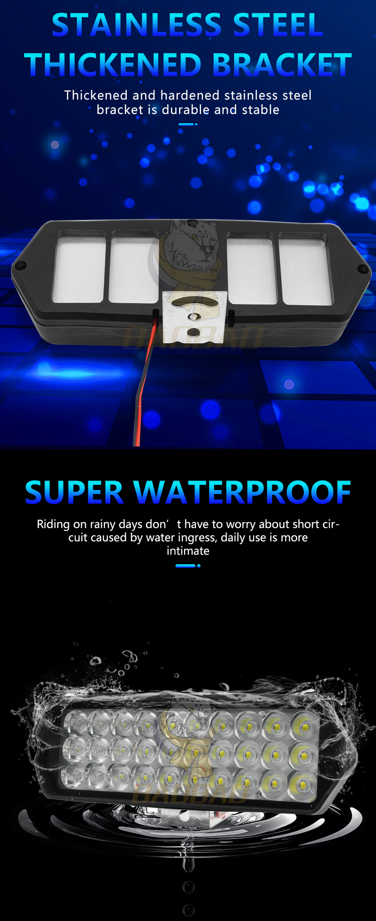 Plastic Case Red Blue White Flash 30 Beam 80V Motorcycle LED Light