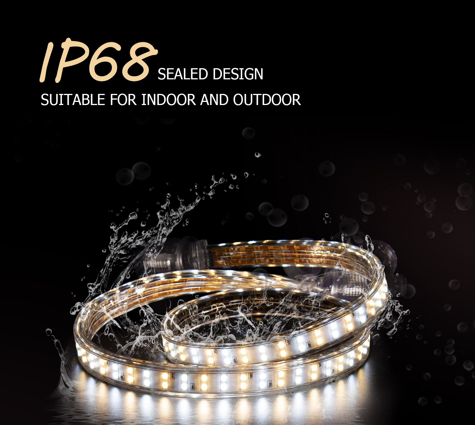 IP68 6500K Led Rope Light White And Warm White Led Strip Lights For Ceiling