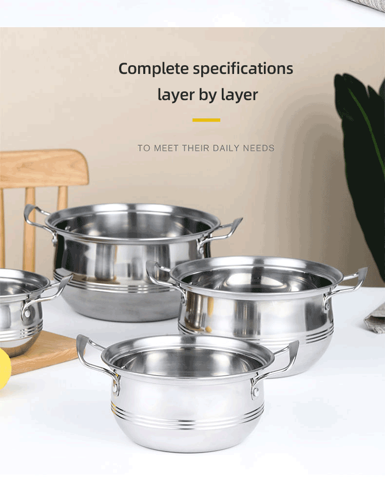 Factory Wholesale Different Size Cookware Set Custom Pots Wholesale 5PCS Stainless Steel Cooking Pot Set